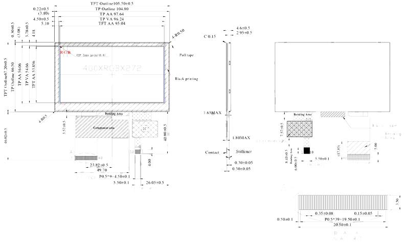دیتا شیت نمایشگر 4.3 اینچ TFT | 4.3 inch TFT display datasheet